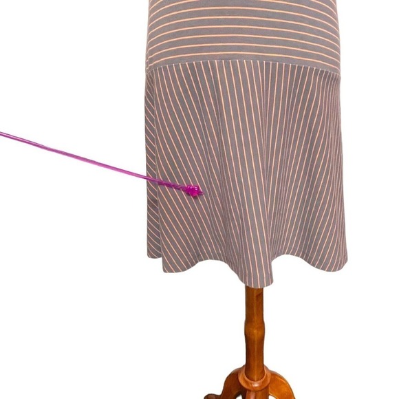 🍀 Lolë Gray Orange Striped Stretch Sleeveless Fit And Flare Dress Size S - Picture 8 of 10